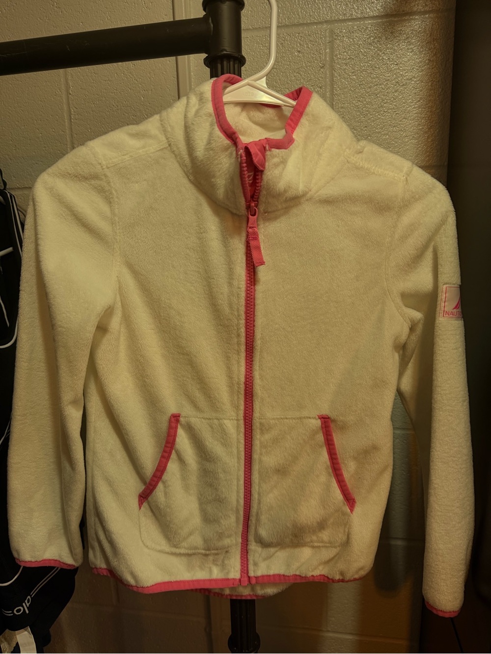 Nautica Cream Fleece Jacket with Pink Trim